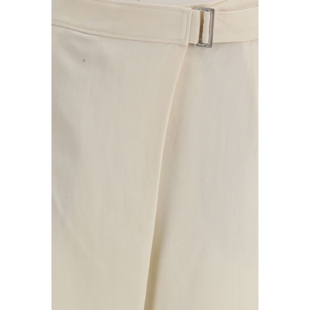 Beige Viscose Casual Pants