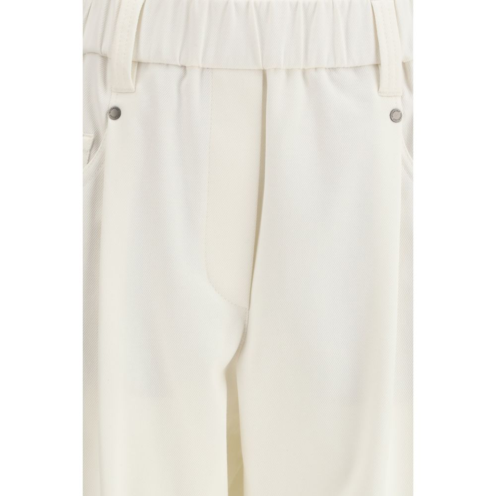 Beige Cotton Casual Pants