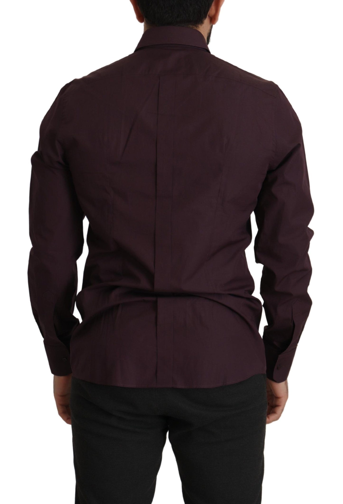 قميص رسمي ضيق من القطن باللون الأرجواني الذهبي