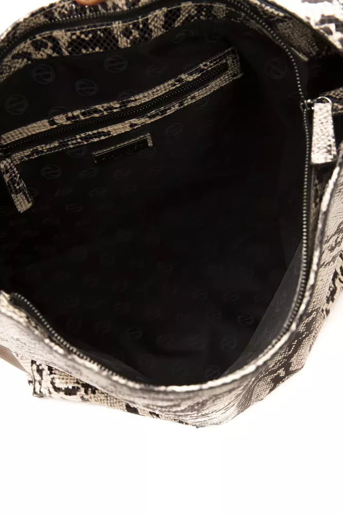 حقيبة كتف نسائية جلدية رمادية