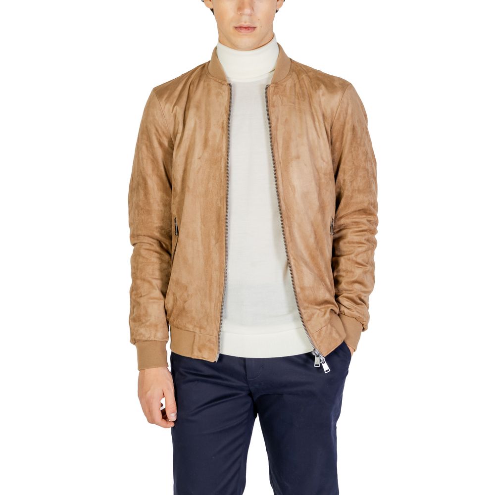 Beige Polyester Bomber