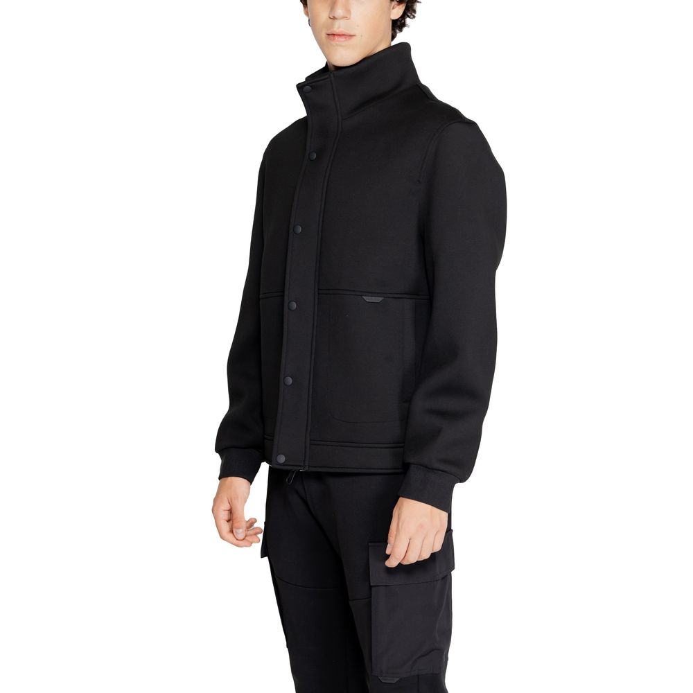 Black Polyester Full-Length Jacket