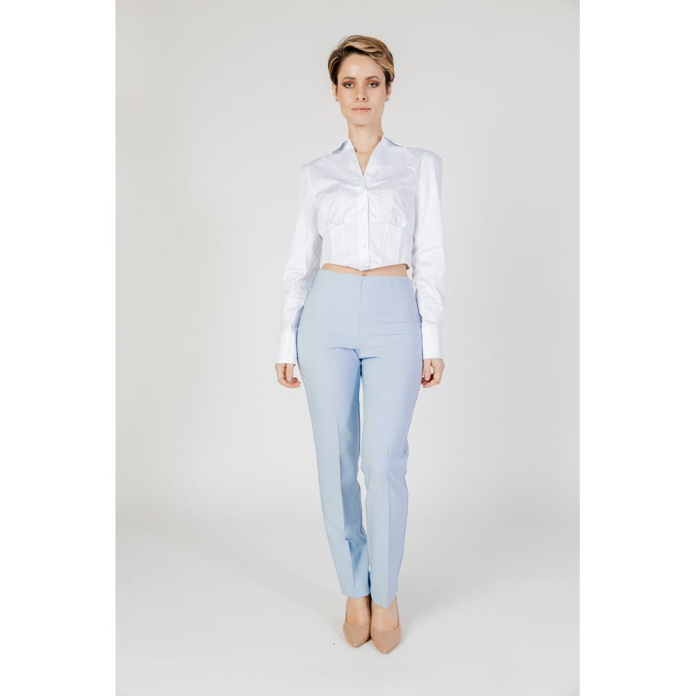 Blue Polyester Dress Pants