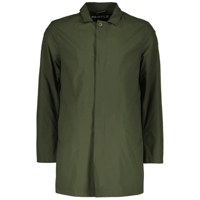 Green Recycled Polyester Men Trench Coat