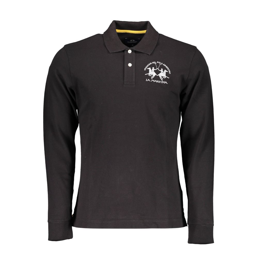 Elegant sort polo med lange ærmer til mænd