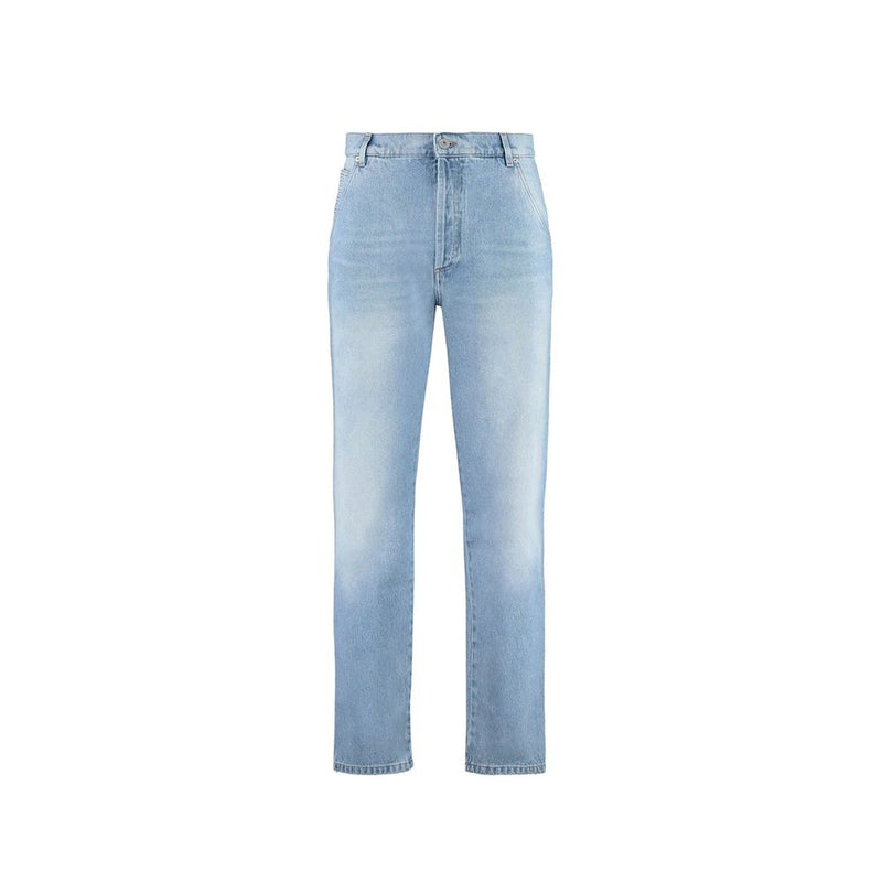 Blue Cotton Cropped Jeans