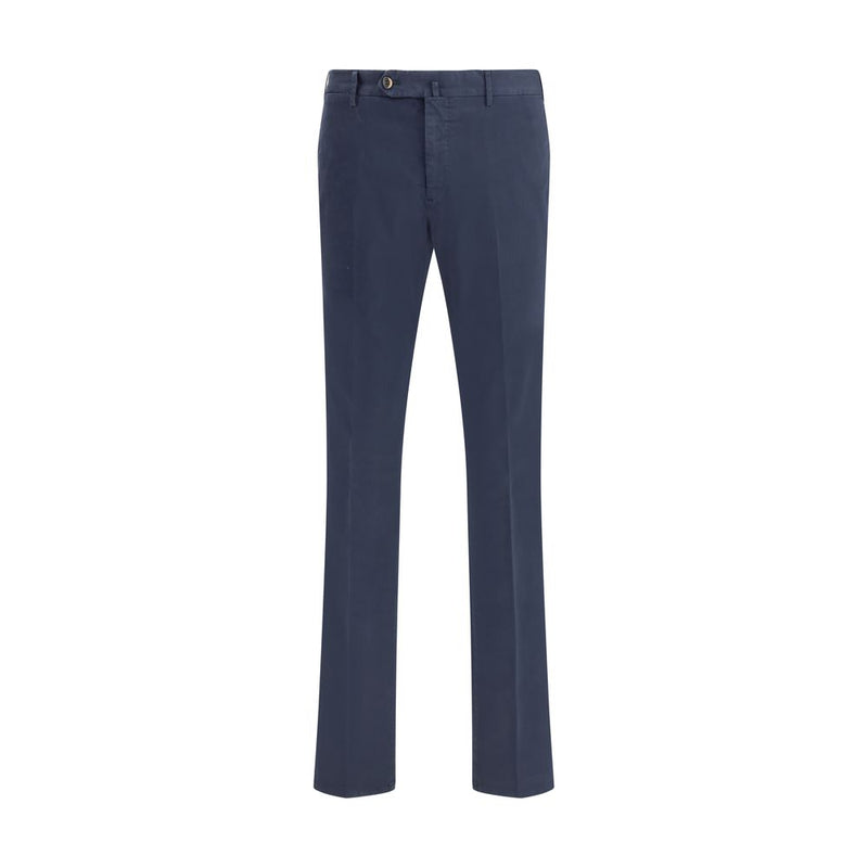 Blue Cotton Casual Pants