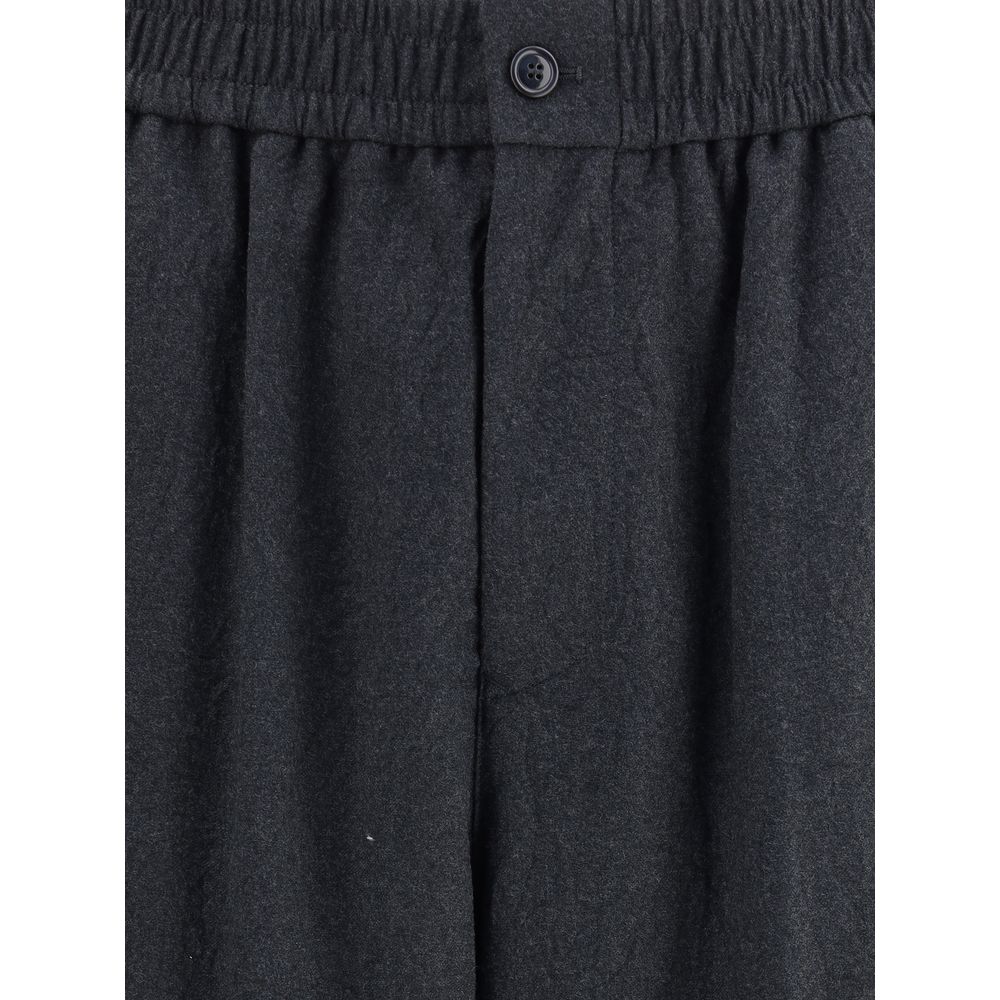 Gray Fleece Wool Casual Pants