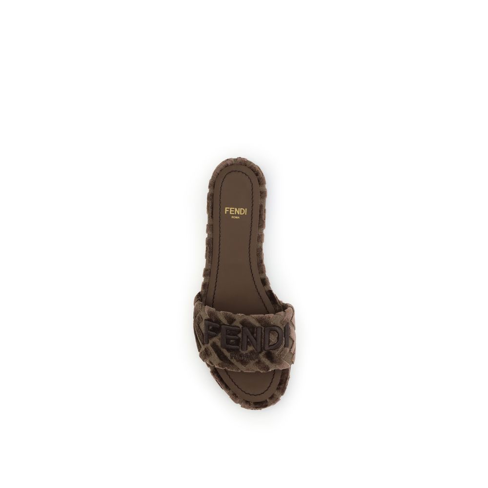 Brown Viscose Flat Sandals