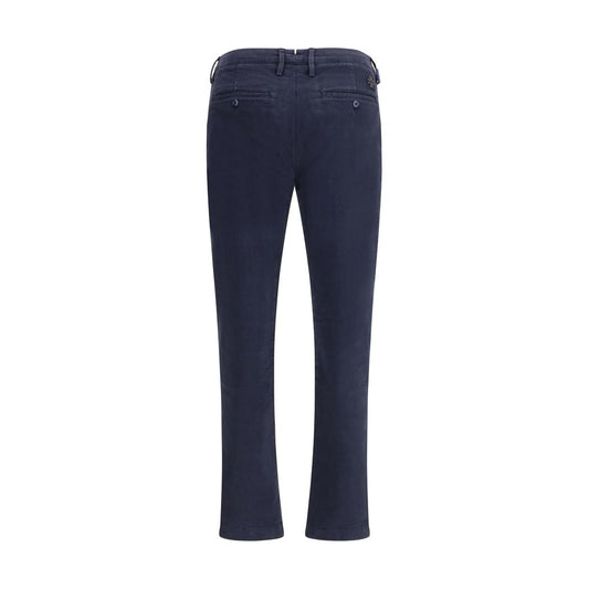 Blue Cotton Casual Pants