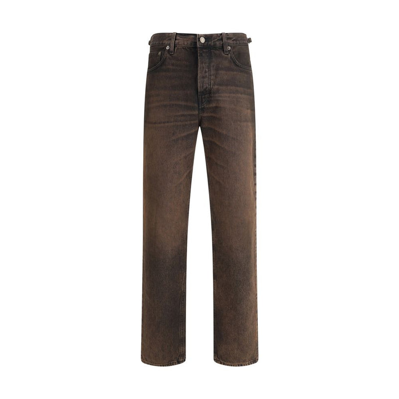 Brown Cotton Relaxed Fit Jeans