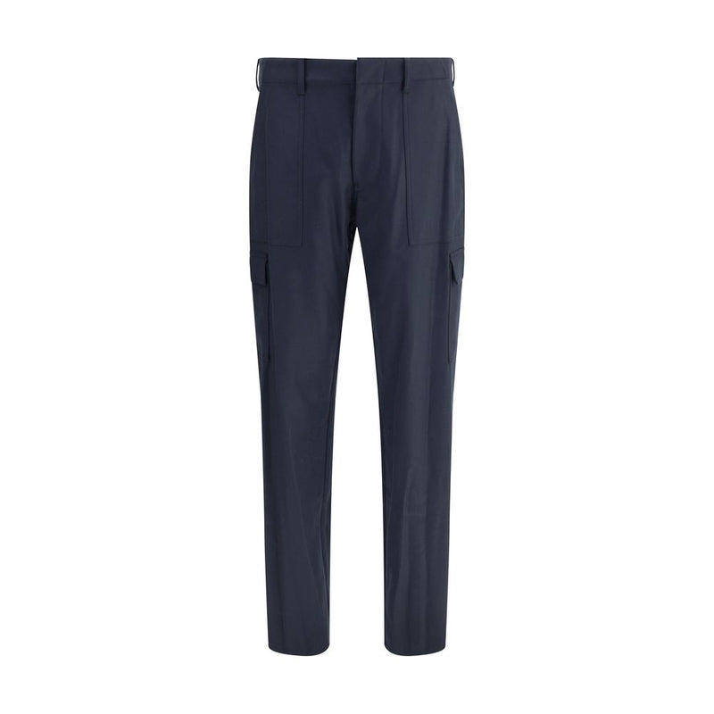 Blue Wool Cargo Pants