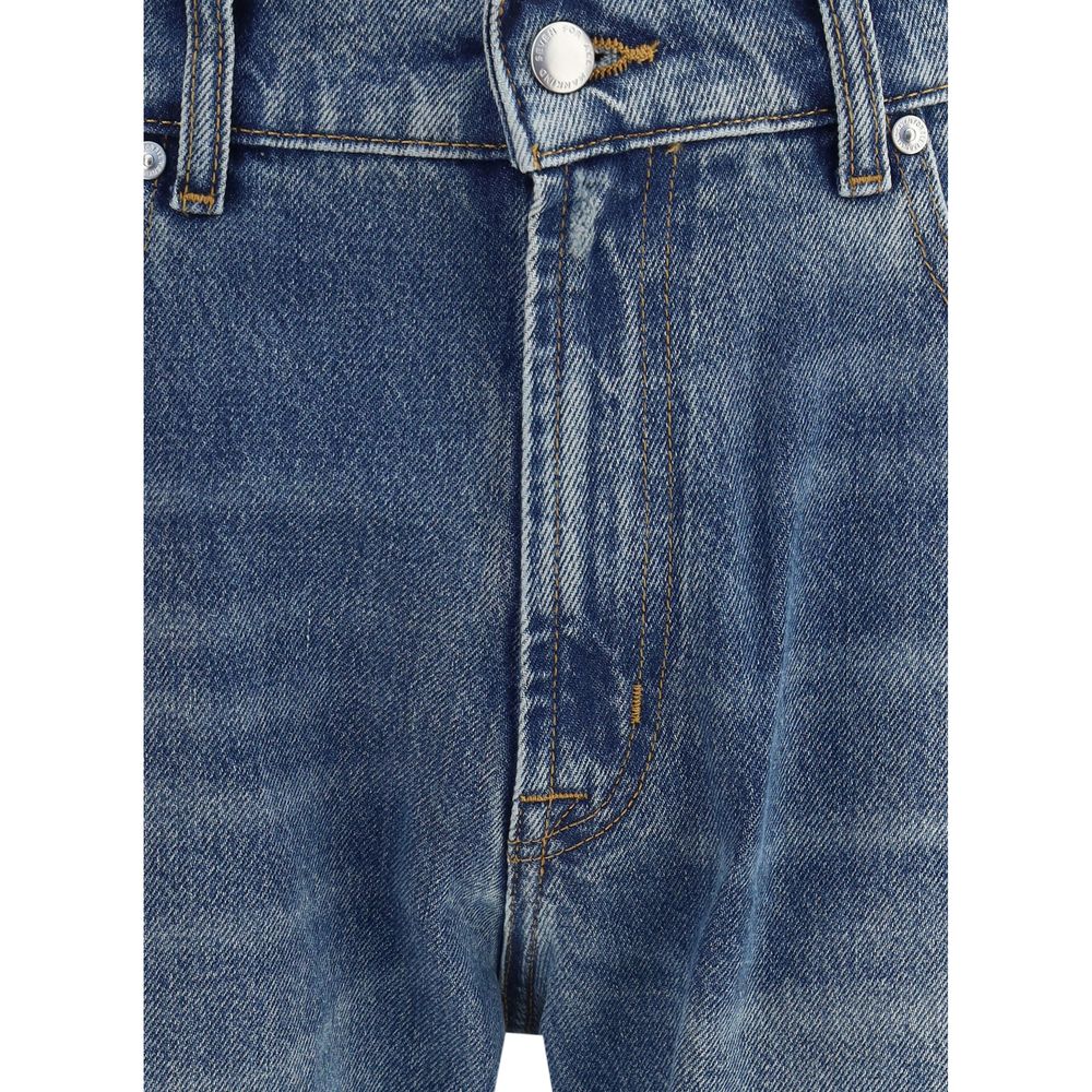 Blue Cotton Straight-Leg Jeans