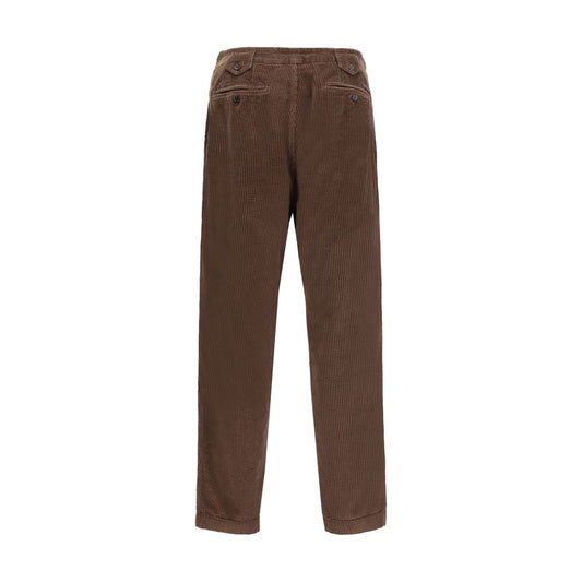 Brown Cotton Casual Pants