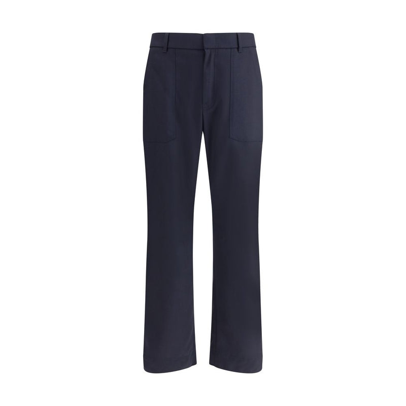 Blue Wool Casual Pants