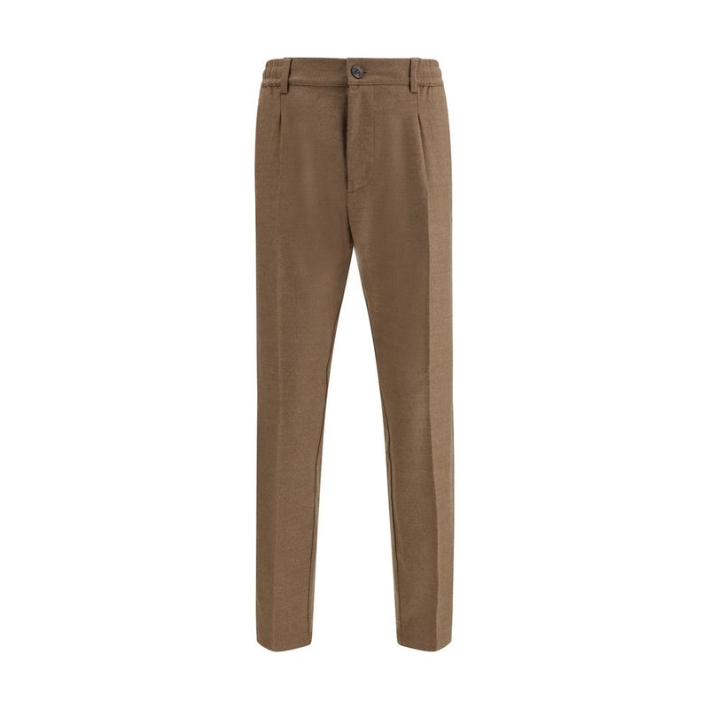 Brown Fleece Wool Casual Pants
