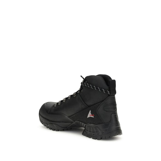 Black Leather Lace-Up Boots
