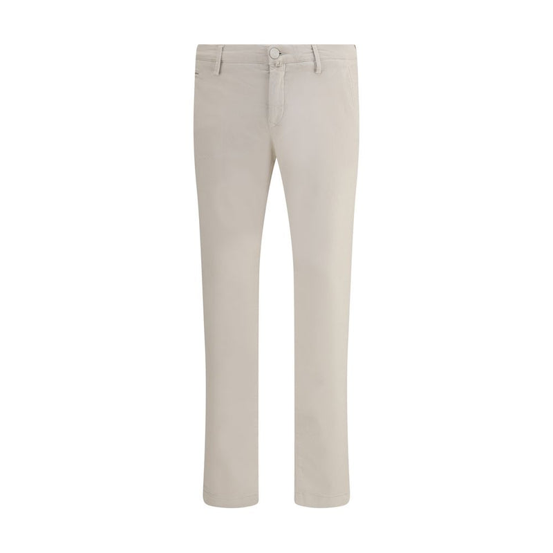 Beige Cotton Casual Pants