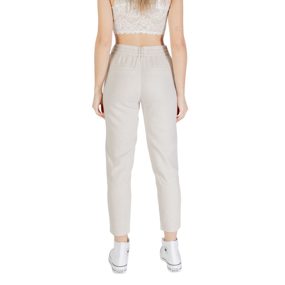 Beige Linen Casual Pants