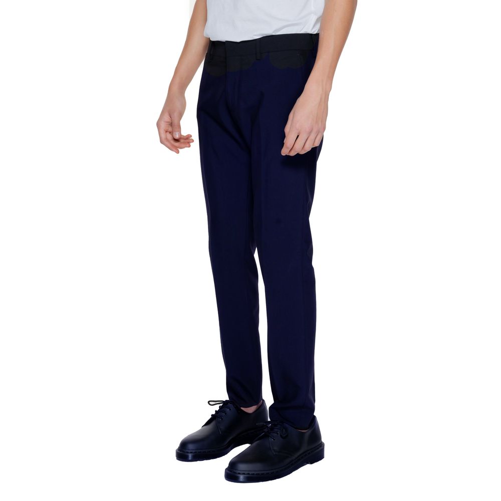 Blue Polyester Dress Pants