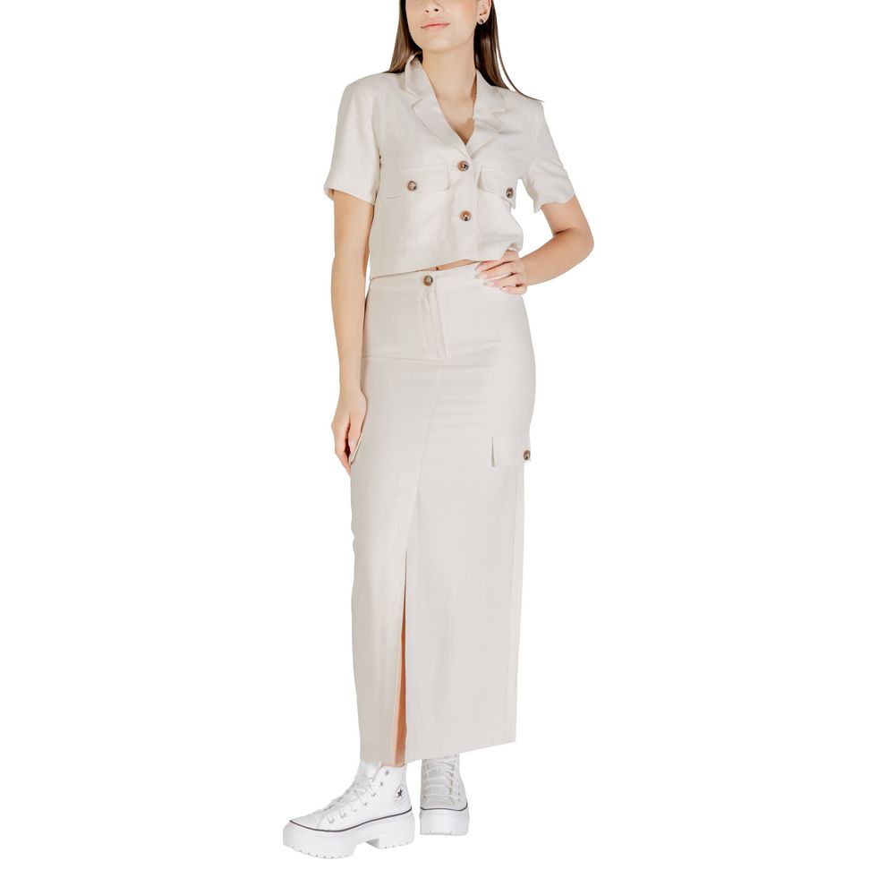 Beige Viscose Long Skirt