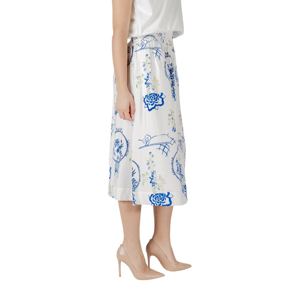 White Viscose Midi Skirt
