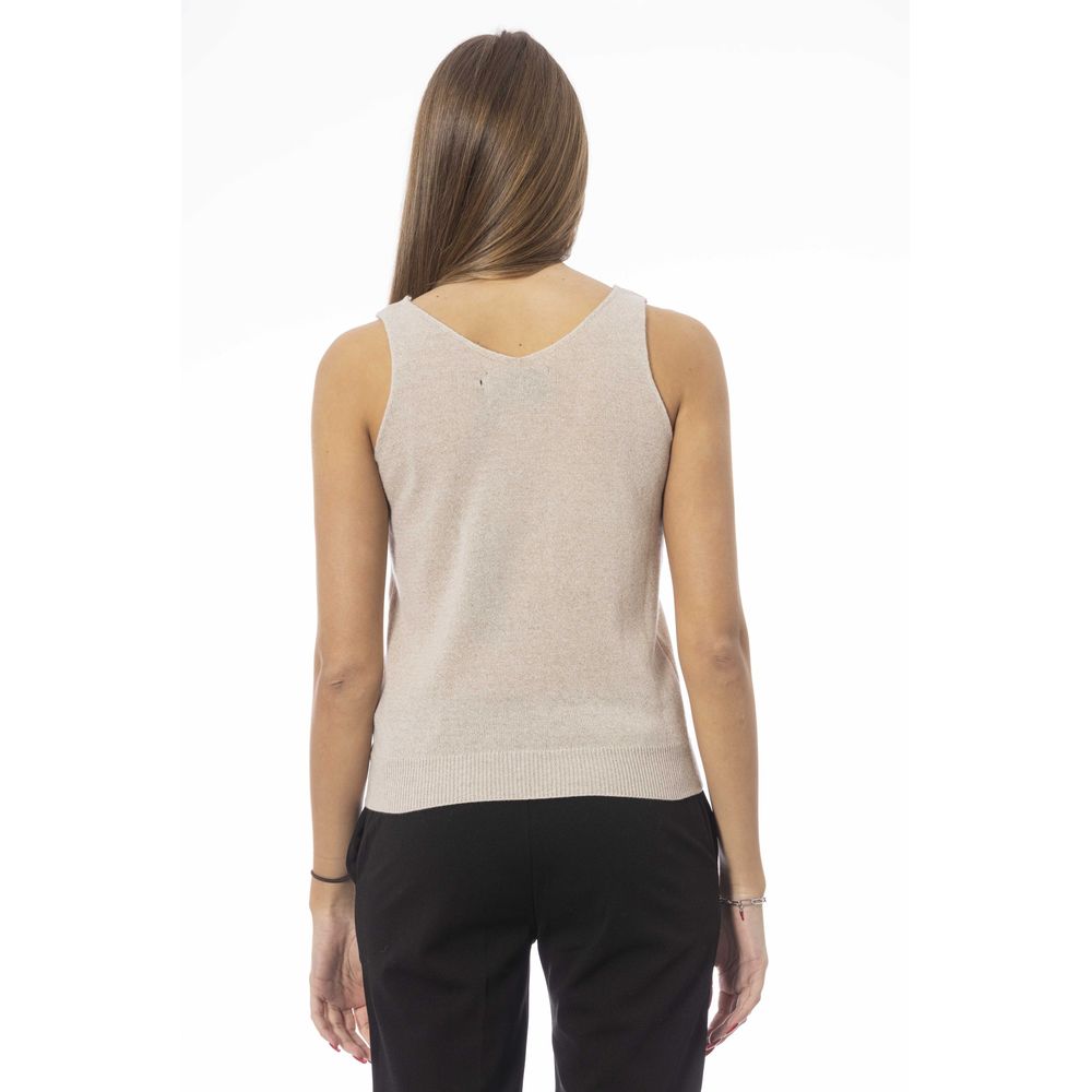 Beige Fabric Tank Top