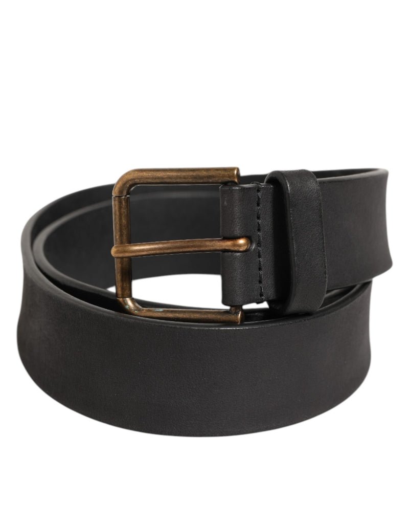 Black Leather Metal Buckle Classic Men Belt