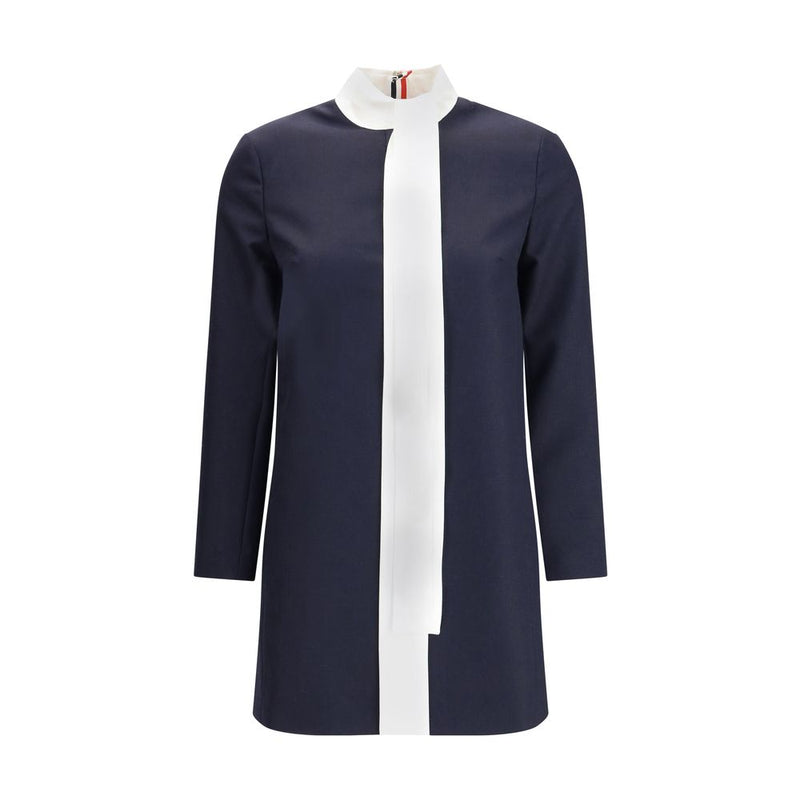 Blue Fleece Wool Casual Dress