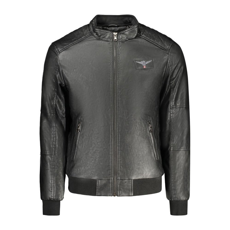 Black Polyester Men Jacket