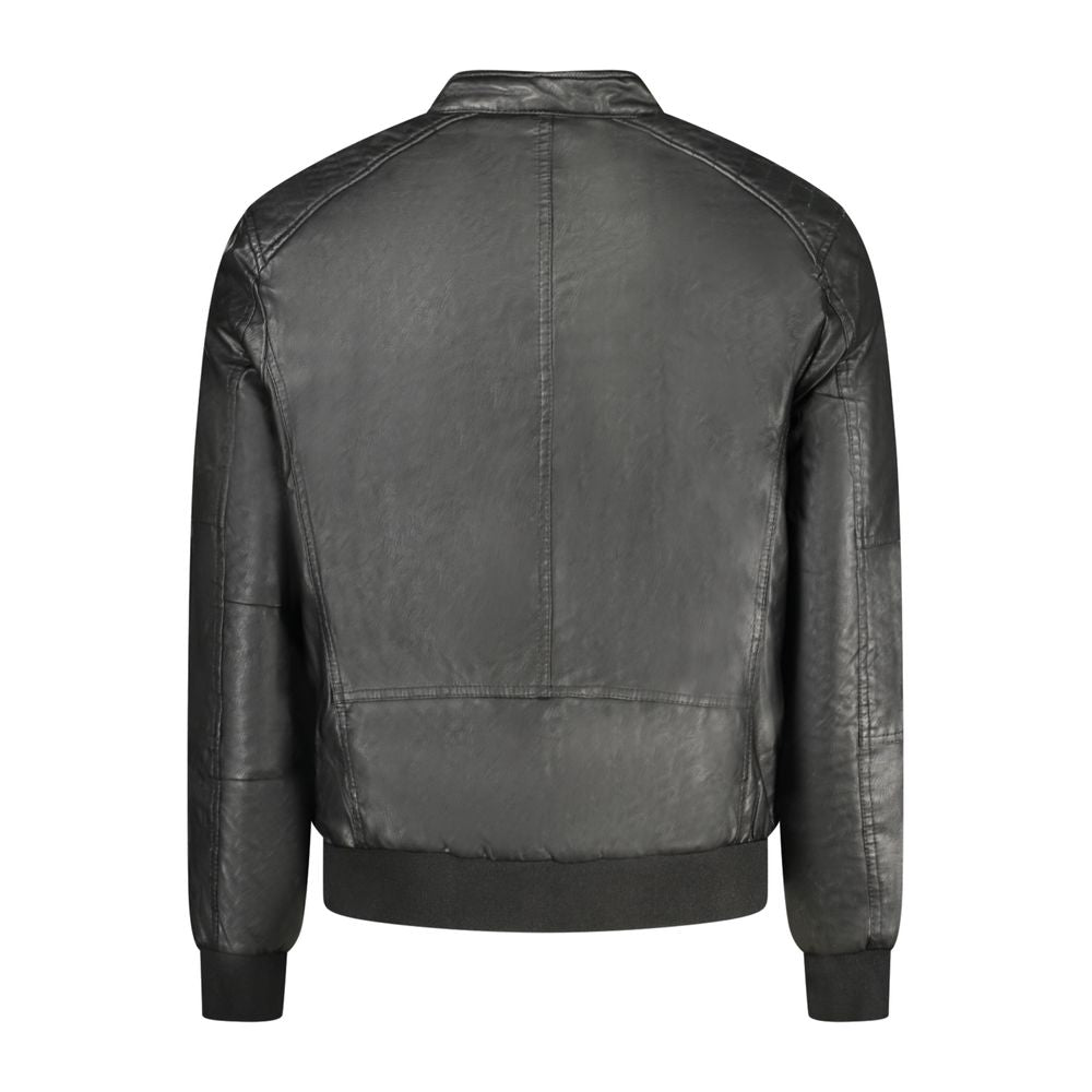 Black Polyester Men Jacket