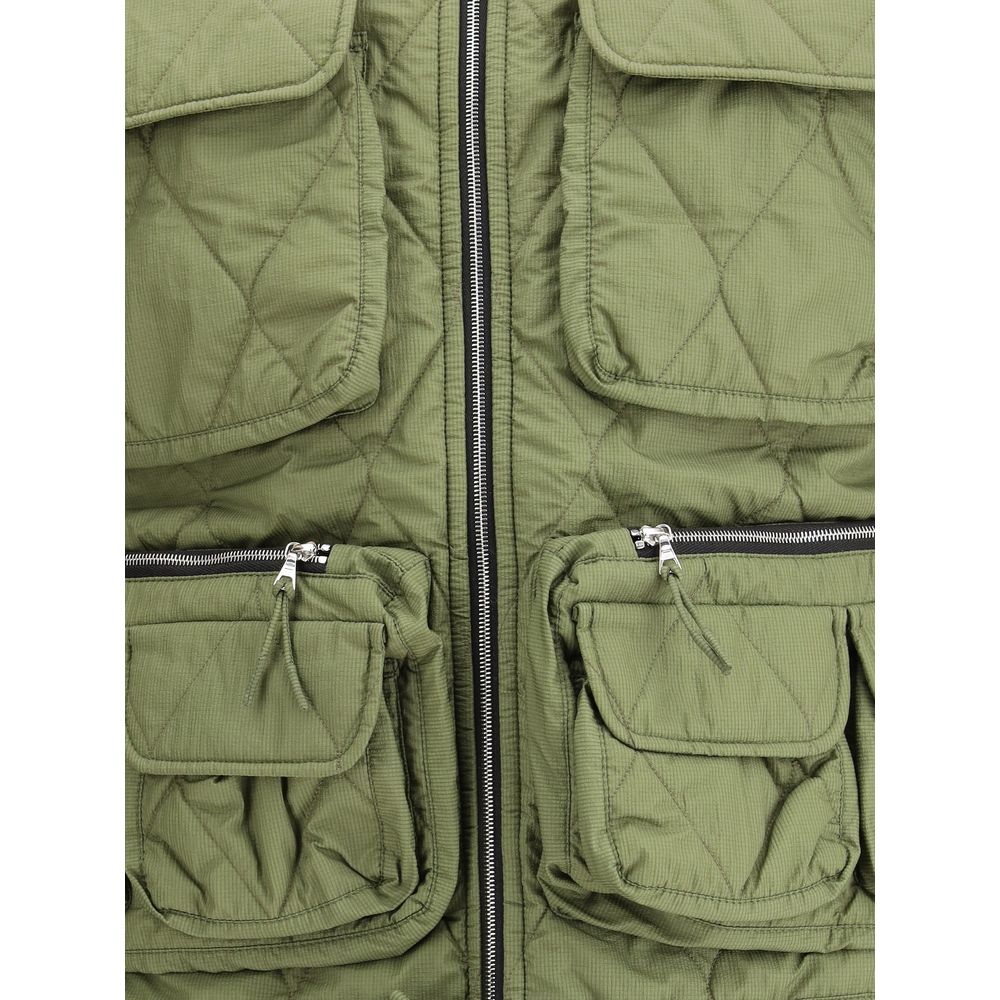 Green Nylon Sleveless Jacket