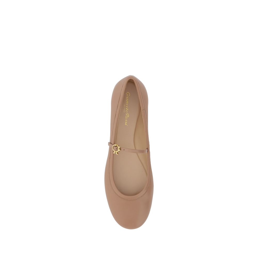 Beige Calf Leather Bos Taurus Ballet Flats