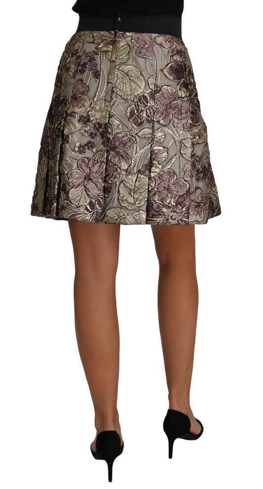 A-Line Mini Floral Print Jaquard Skirt-Dolce & Gabbana-LabelTerrace.com