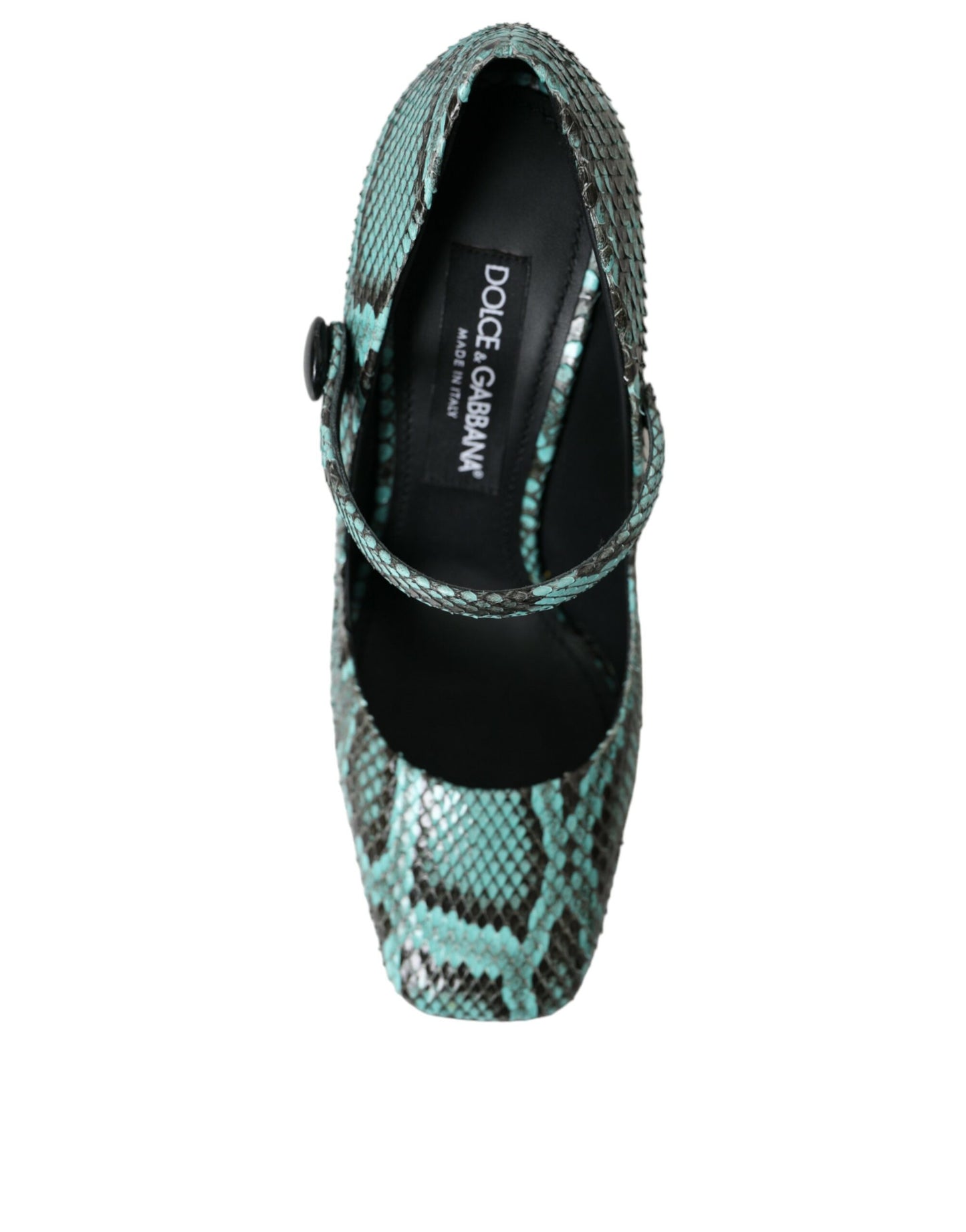 Aqua Python Leather Mary Jane Pumps Shoes-Dolce & Gabbana-LabelTerrace.com