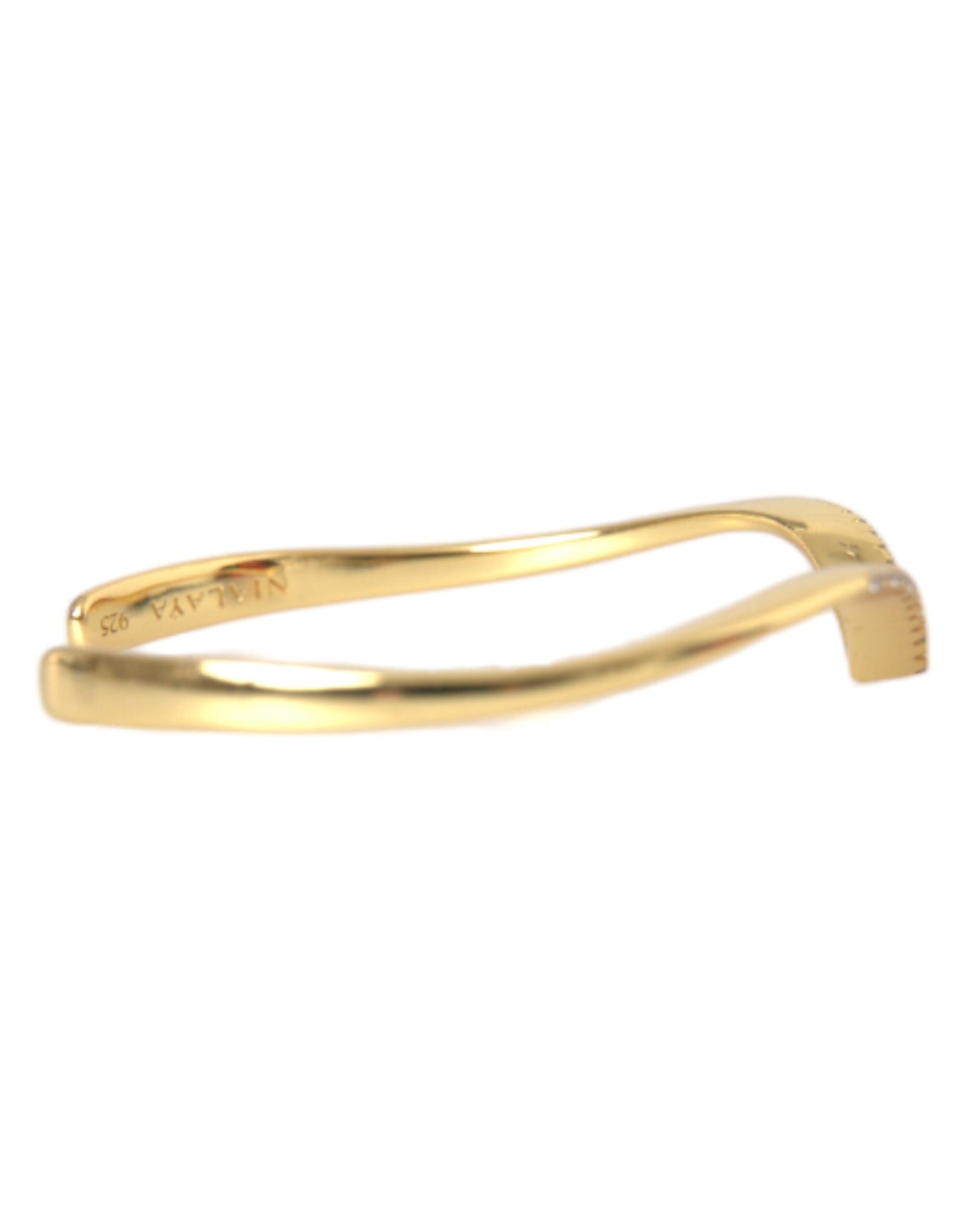 Arched Wing Cuff Skyfall Gold CZ 925 Bracelet-Nialaya-LabelTerrace.com