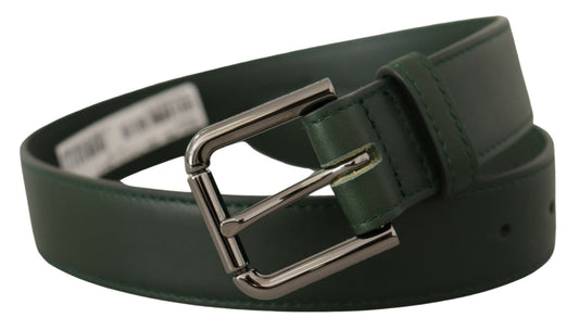 Army Green Leather Logo Metal Waist Buckle Belt-Dolce & Gabbana-LabelTerrace.com