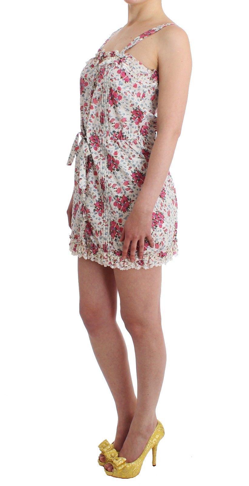 Beachwear Pink Floral Beach Mini Dress Short-Ermanno Scervino-LabelTerrace.com