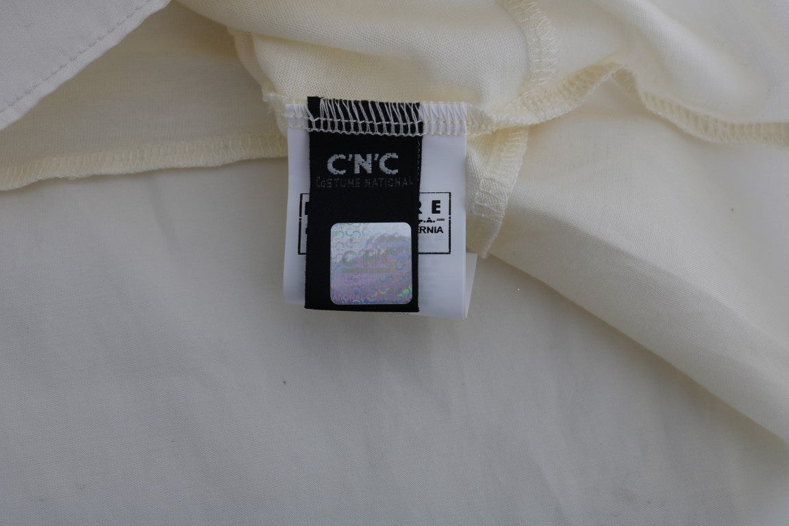 Beige Asymmetric Top Blouse-Costume National-LabelTerrace.com