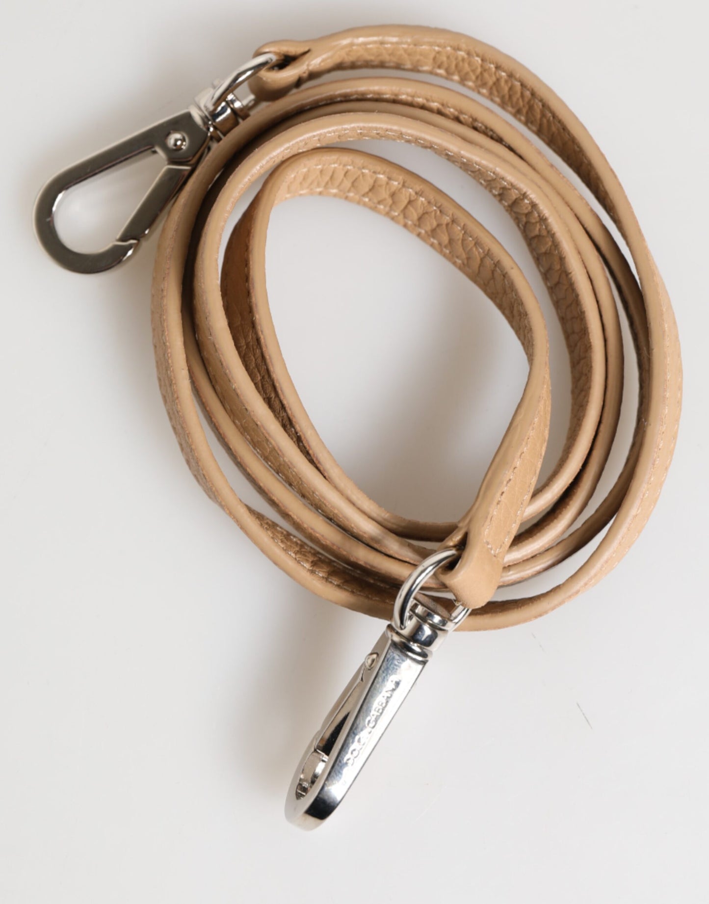 Beige Calfskin Leather Large Crossbody Card Holder Wallet-Dolce & Gabbana-LabelTerrace.com