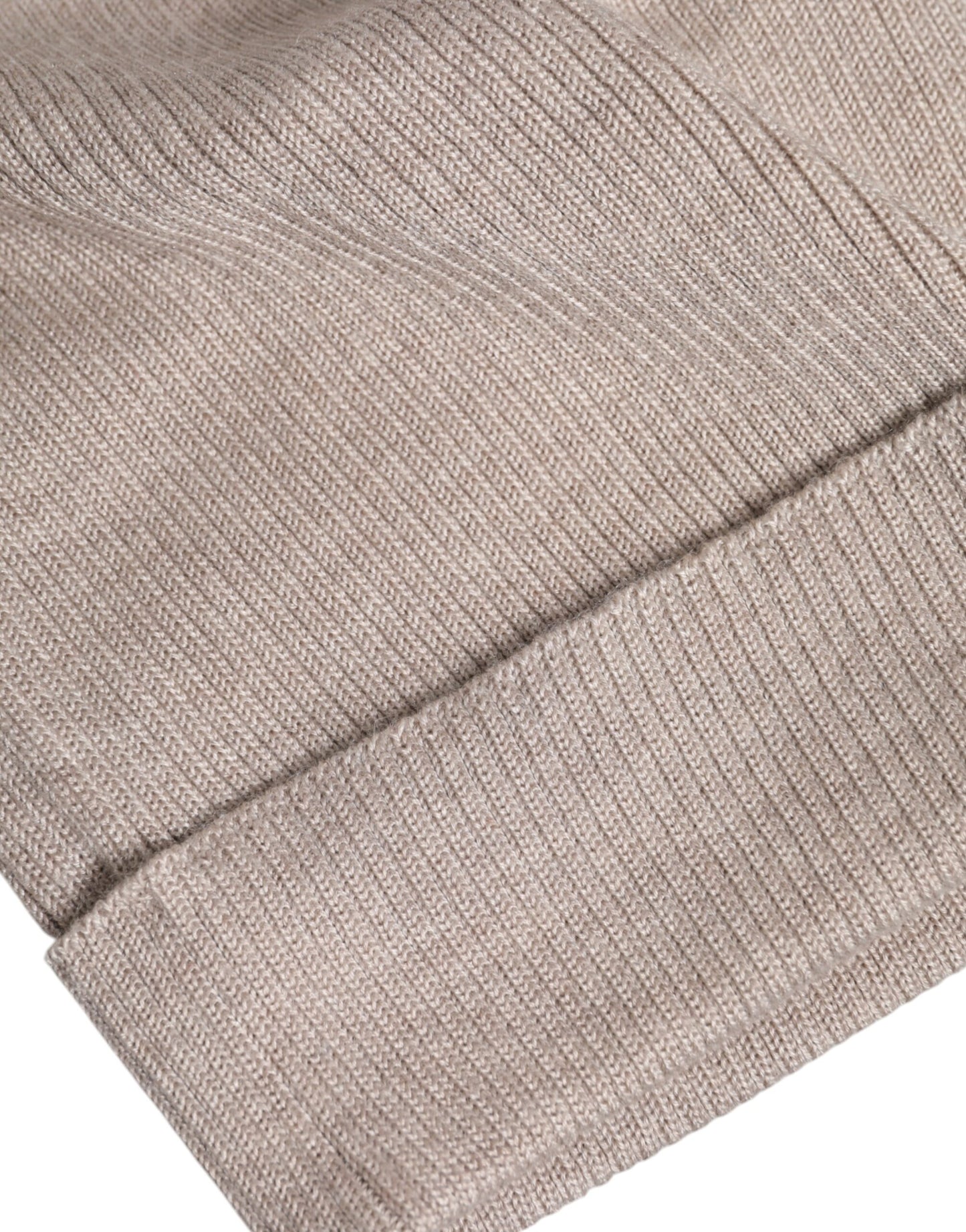 Beige Cashmere Knitted Winter Beanie Hat-Dolce & Gabbana-LabelTerrace.com