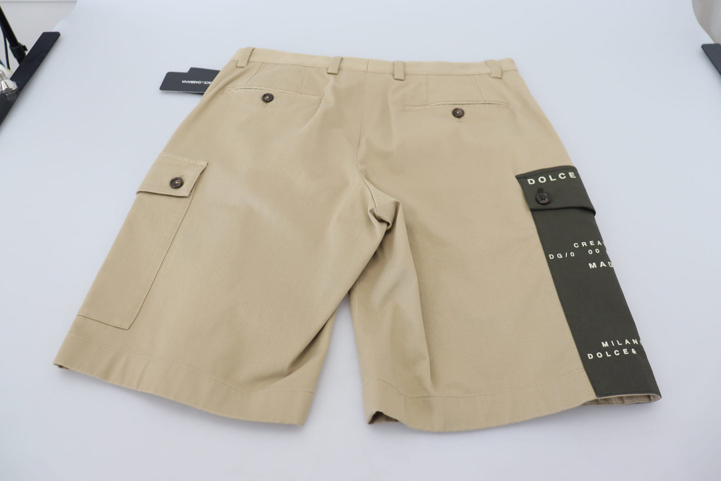 Beige Cotton Cargo Bermuda Shorts-Dolce & Gabbana-LabelTerrace.com