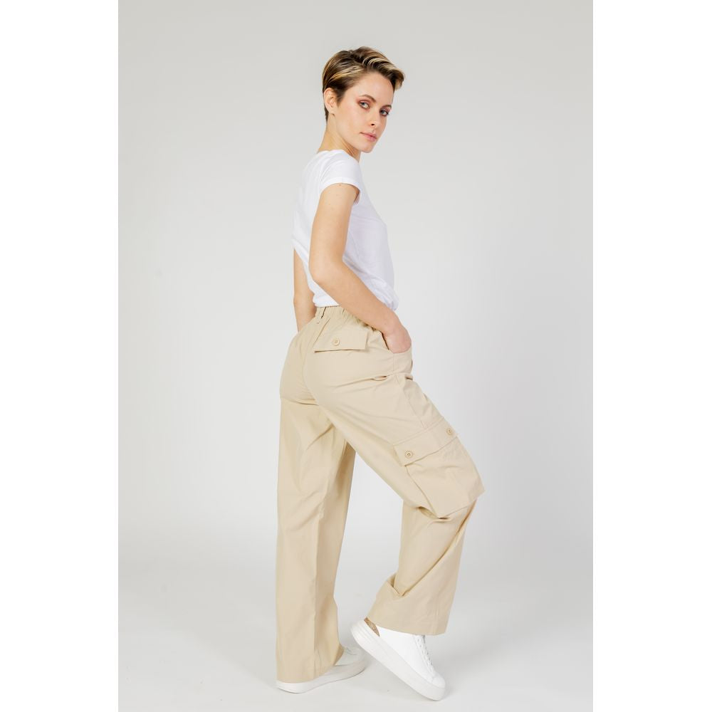 Beige Cotton Cargo Pants