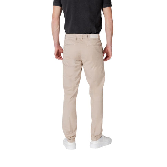 Beige Cotton Casual Pants