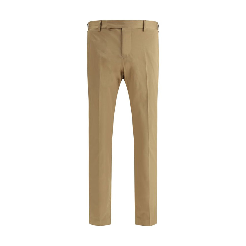 Beige Cotton Casual Pants