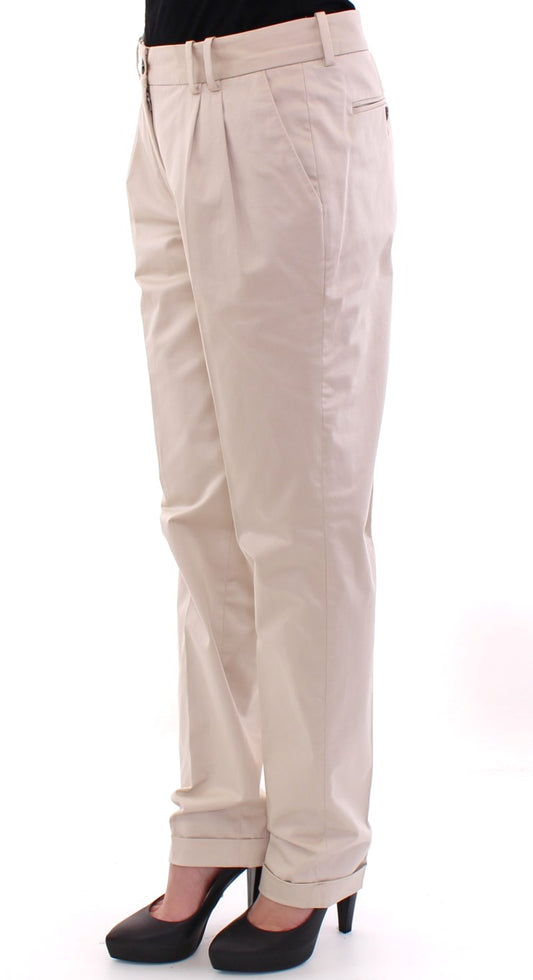 Beige Cotton Chinos Pants-Dolce & Gabbana-LabelTerrace.com