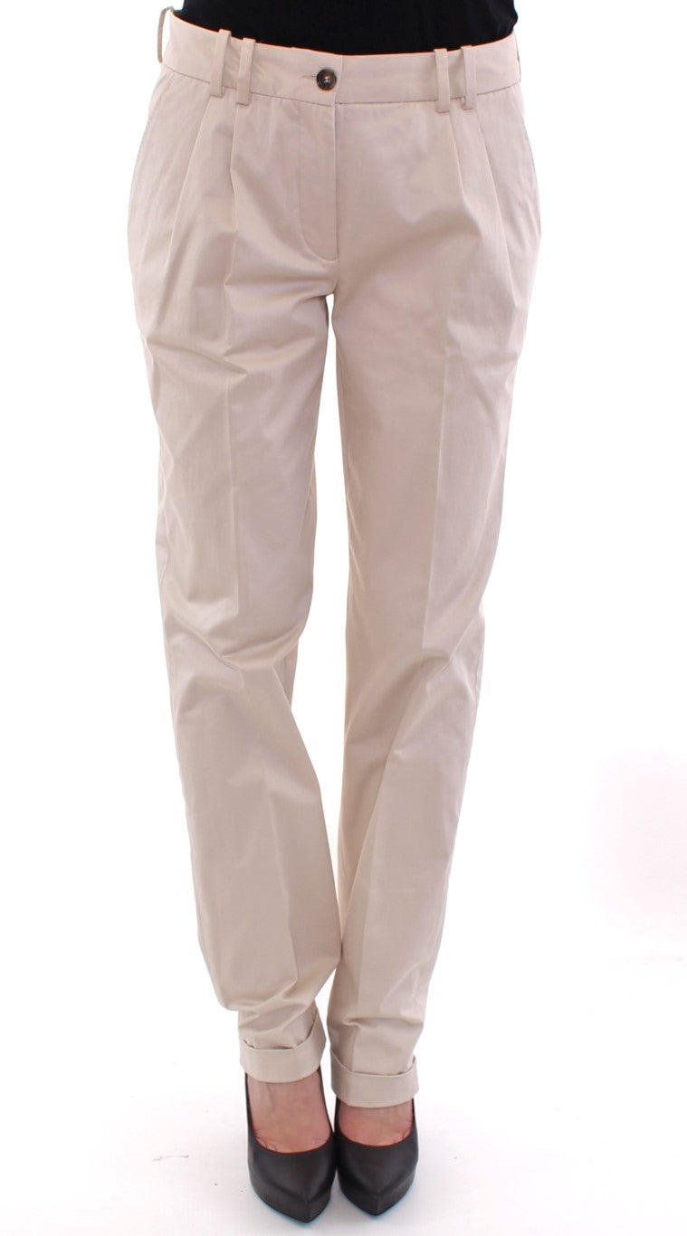 Beige Cotton Chinos Pants-Dolce & Gabbana-LabelTerrace.com