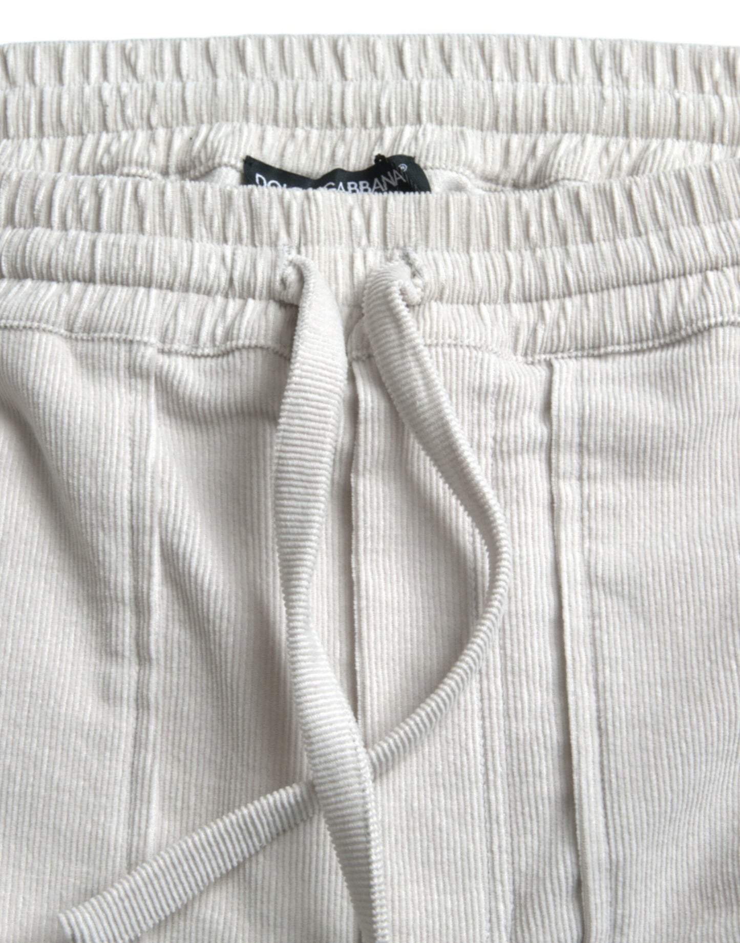 Beige Cotton Corduroy Logo Bermuda Shorts-Dolce & Gabbana-LabelTerrace.com