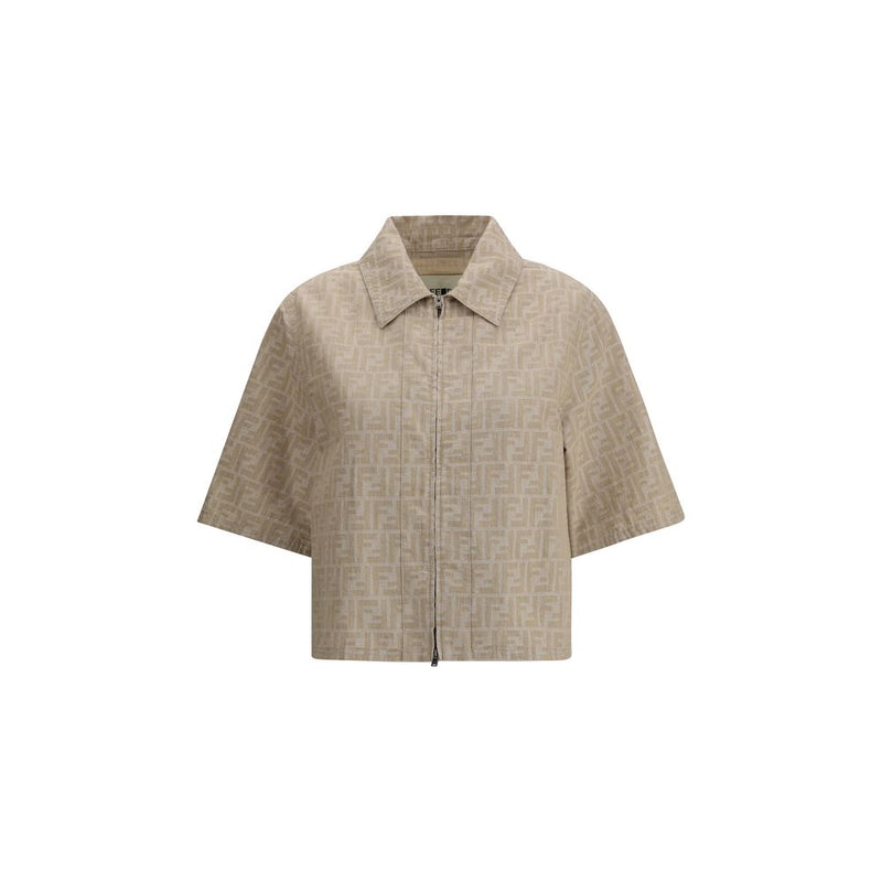 Beige Cotton Denim Jacket