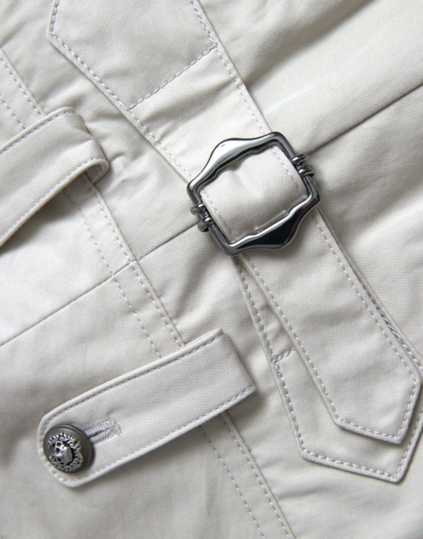 Beige Cotton High Waist Tapered Pants-Dolce & Gabbana-LabelTerrace.com